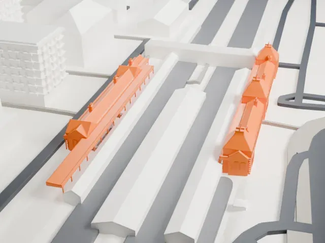 Slough railway station model, West view