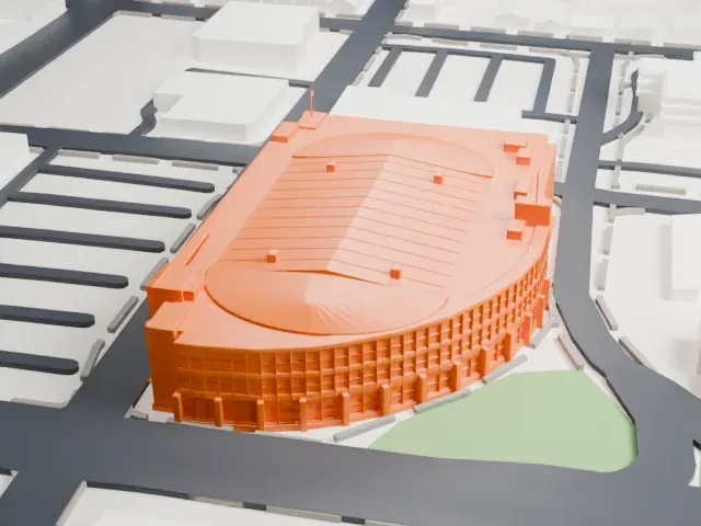 Slush Puppie Place model, East view
