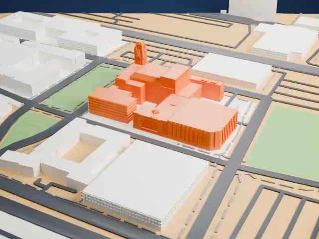 Smith Center for the Performing Arts model, West view