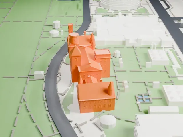 Smithsonian Institution Building model, West view