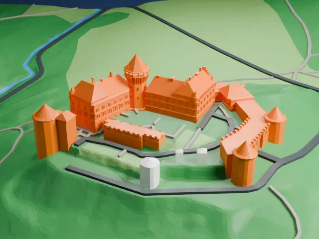 Smolenice Castle model, East view