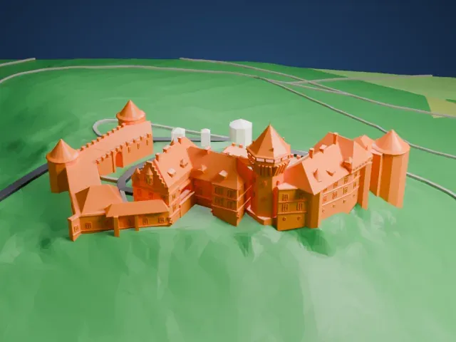Smolenice Castle model, West view