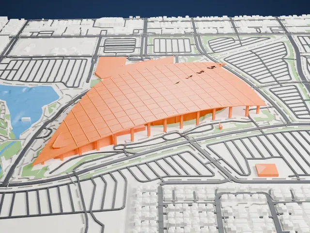 SoFi Stadium model, East view