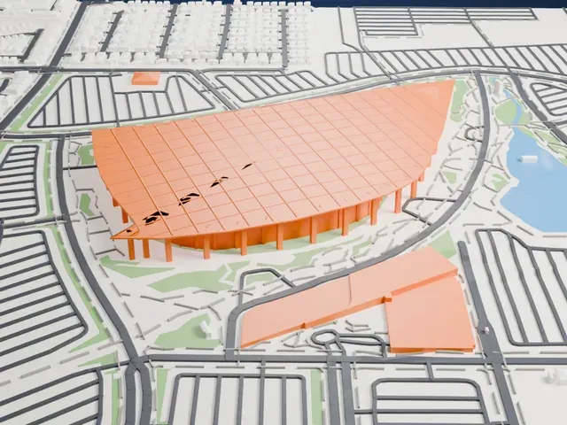 SoFi Stadium model, West view