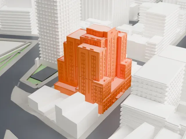 Soho Grand Hotel model, South view