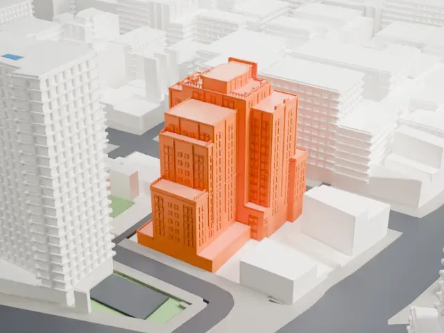 Soho Grand Hotel model, West view