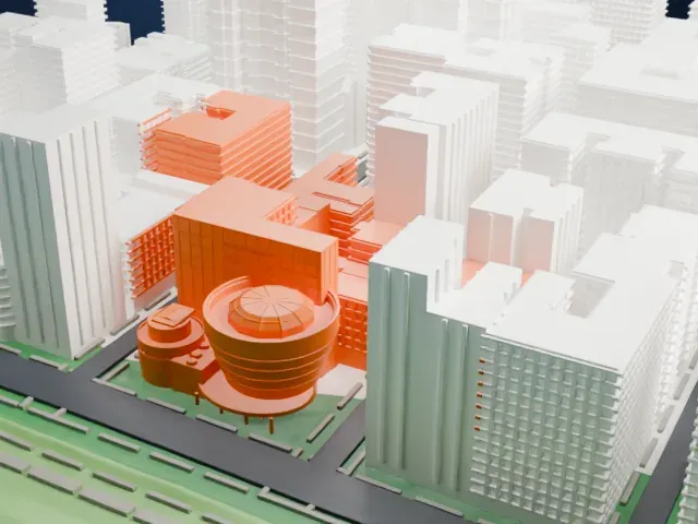Solomon R. Guggenheim Museum model, West view