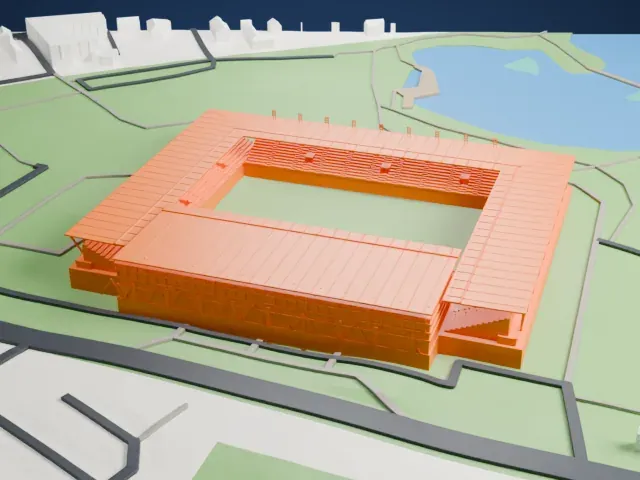 Sóstói Stadion model, West view