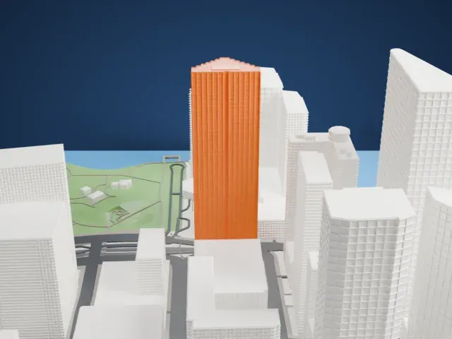 Southeast Financial Center model, West view