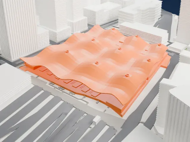 Southern Cross railway station model, West view
