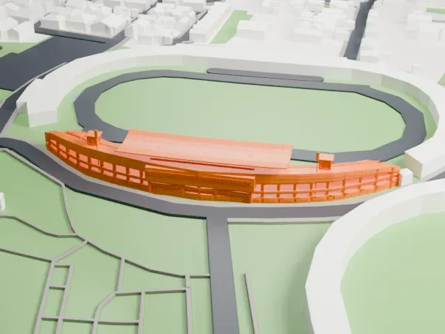 Soyu Stadium model, South view