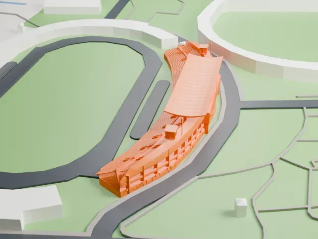 Soyu Stadium model, West view