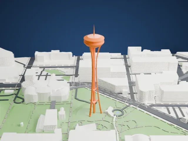 Space Needle model, West view