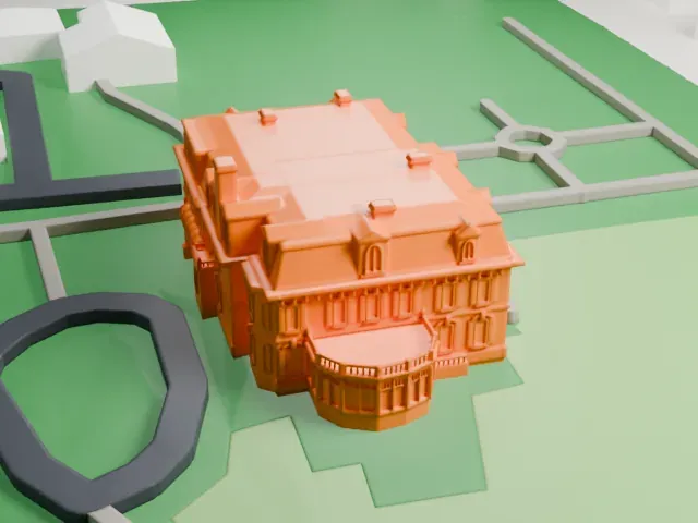 Spadina House model, South view