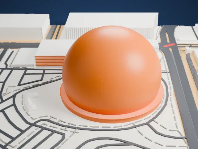 Sphere model, East view