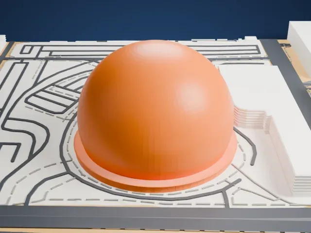 Sphere model, North view