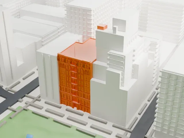 Spingler Building model, East view