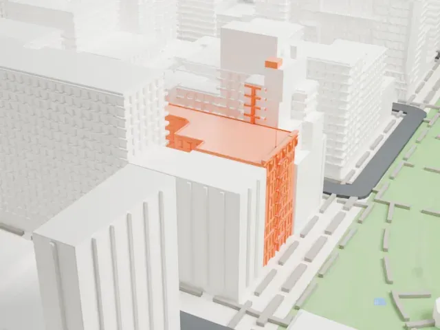 Spingler Building model, South view