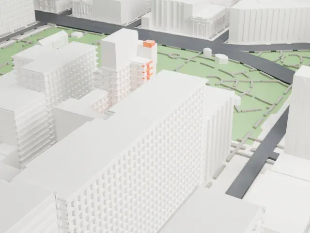 Spingler Building model, West view