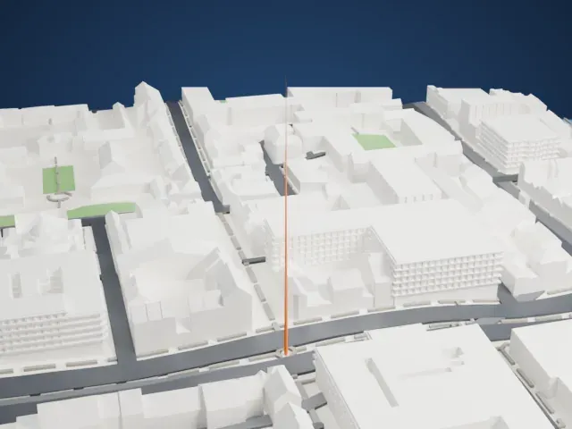 Spire of Dublin model, West view