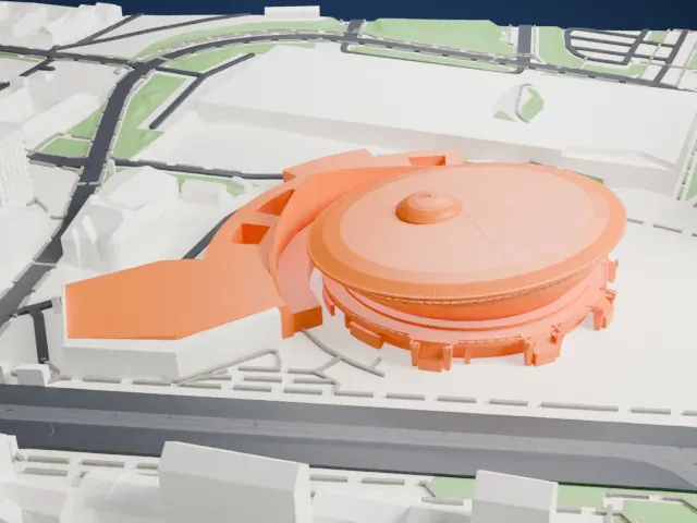 Spodek model, West view