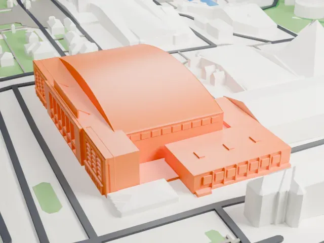 Sportovní hala Fortuna model, East view
