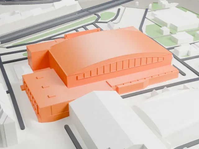 Sportovní hala Fortuna model, North view