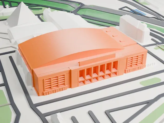 Sportovní hala Fortuna model, South view