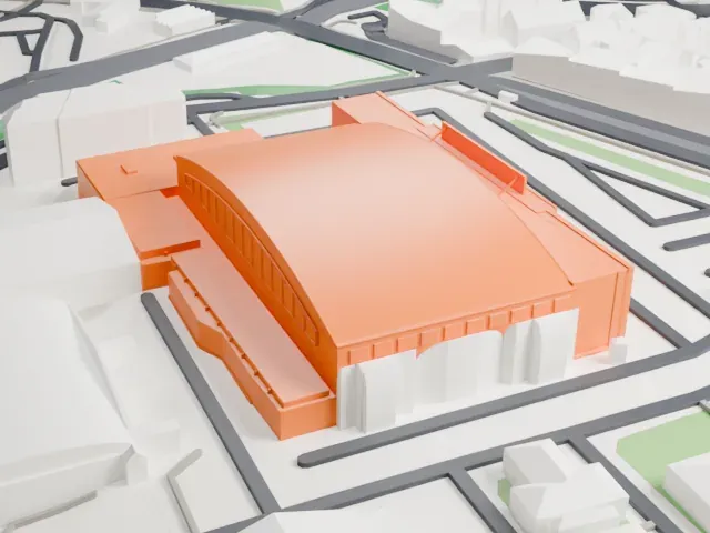 Sportovní hala Fortuna model, West view