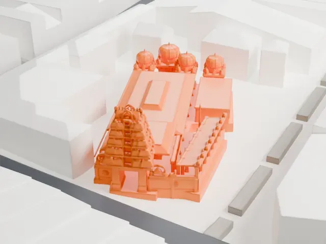 Sri Mariamman Temple, Singapore model, East view