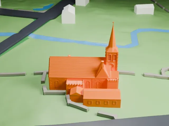 St. Andrew's Church, Staten Island model, North view