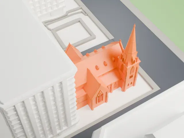 St. Andrew's Presbyterian Church model, East view
