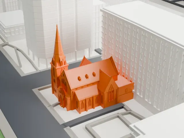 St. Andrew's Presbyterian Church model, West view