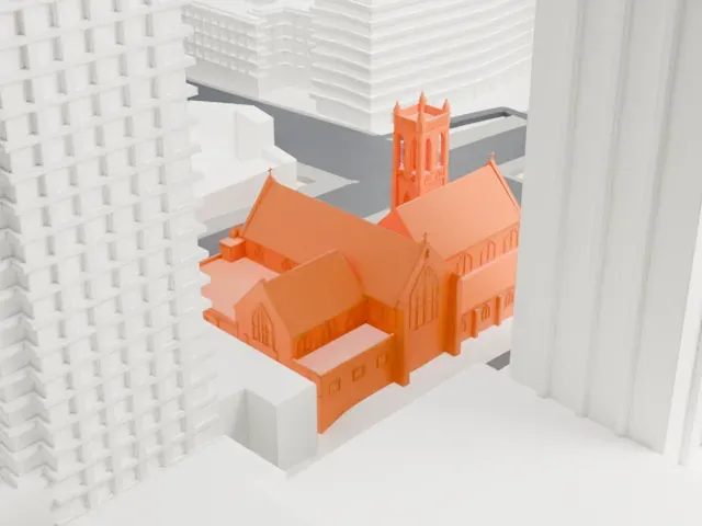 St. Andrew's-Wesley United Church model, West view