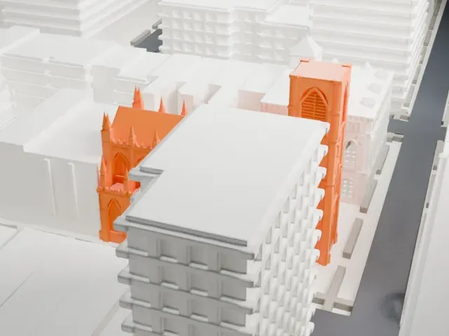 St. Ann & the Holy Trinity Church model, South view