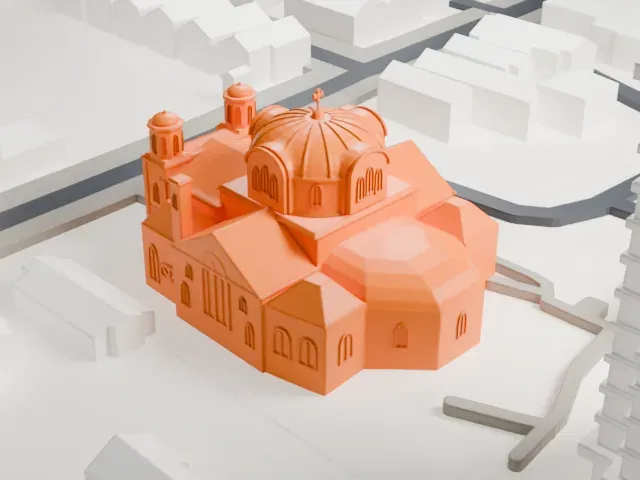 St. Anne's Anglican Church model, West view