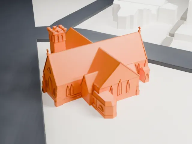St. Barnabas' Episcopal Church, Newark model, South view