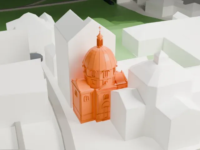 St. Casimir Church (Warsaw) model, West view
