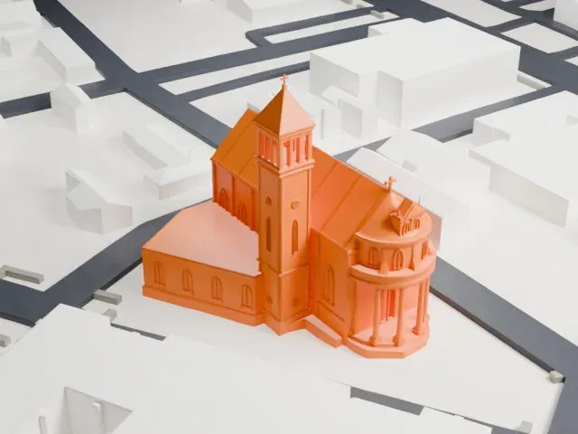 St. Columba's Church, Newark model, East view
