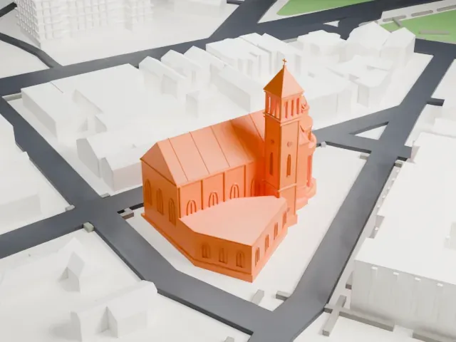 St. Columba's Church, Newark model, South view