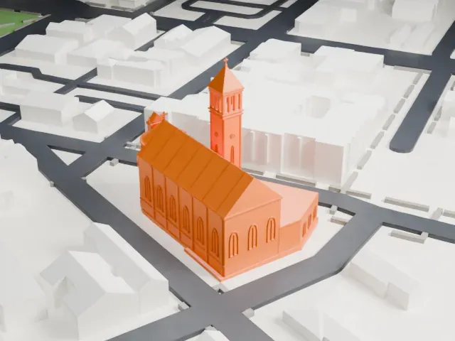St. Columba's Church, Newark model, West view