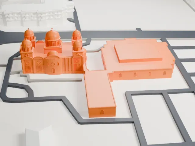 St. Elias Antiochian Orthodox Cathedral model, South view
