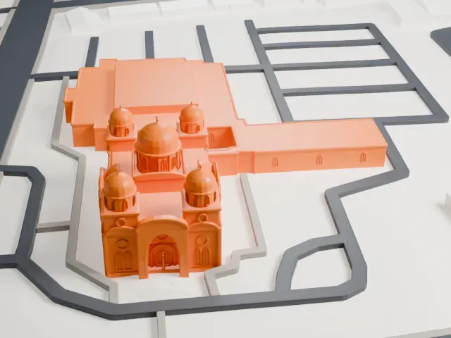 St. Elias Antiochian Orthodox Cathedral model, West view