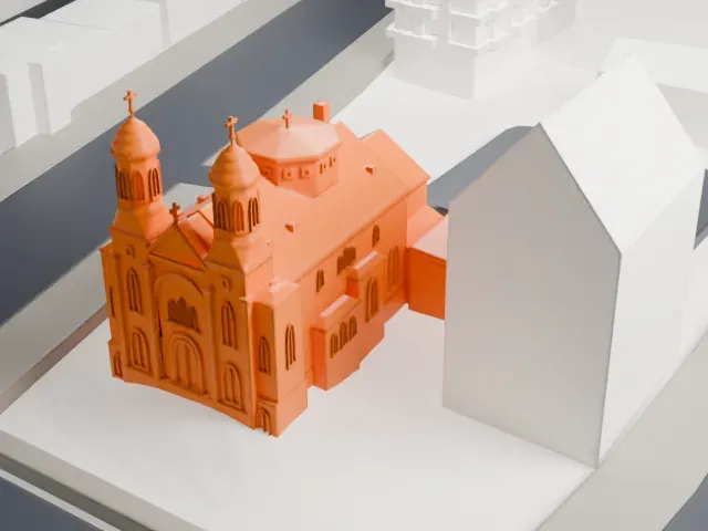 St. George Antiochian Orthodox Church model, East view