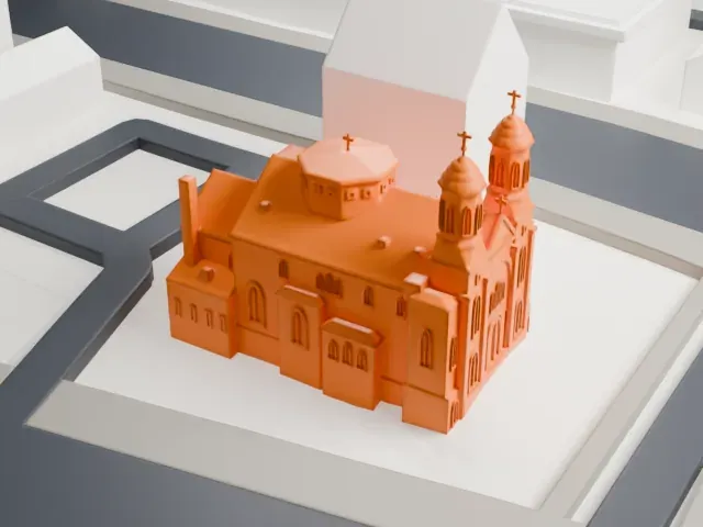 St. George Antiochian Orthodox Church model, South view