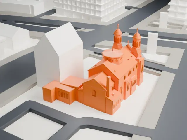 St. George Antiochian Orthodox Church model, West view