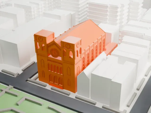 St. George's Episcopal Church model, East view