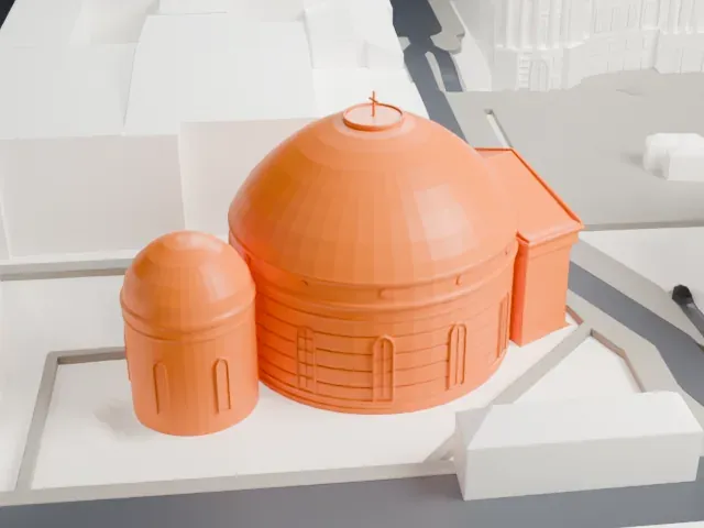 St. Hedwig's Cathedral model, East view