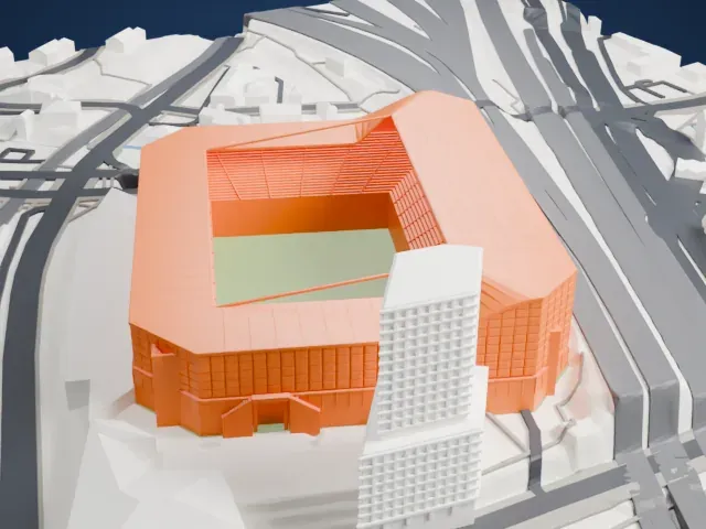 St. Jakob-Park model, East view