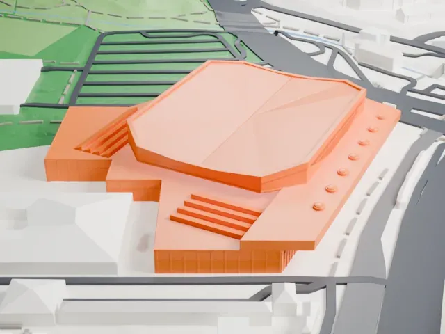 St. Jakobshalle model, East view
